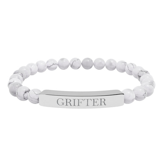Grifter Engraved Natural Stone Stretch Bar Bracelet