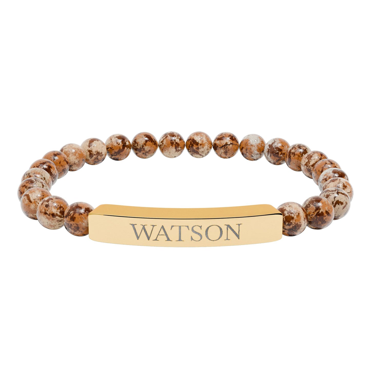 Watson Engraved Natural Stone Stretch Bar Bracelet