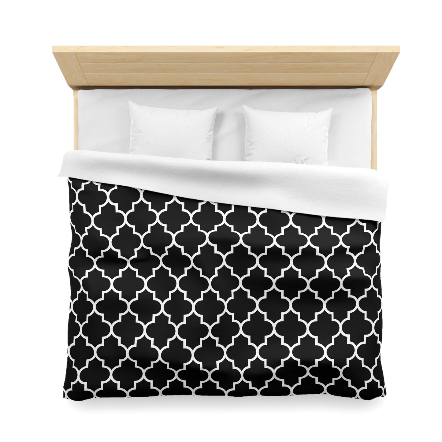 Black and White Quatrefoil Pattern Duvet Cover