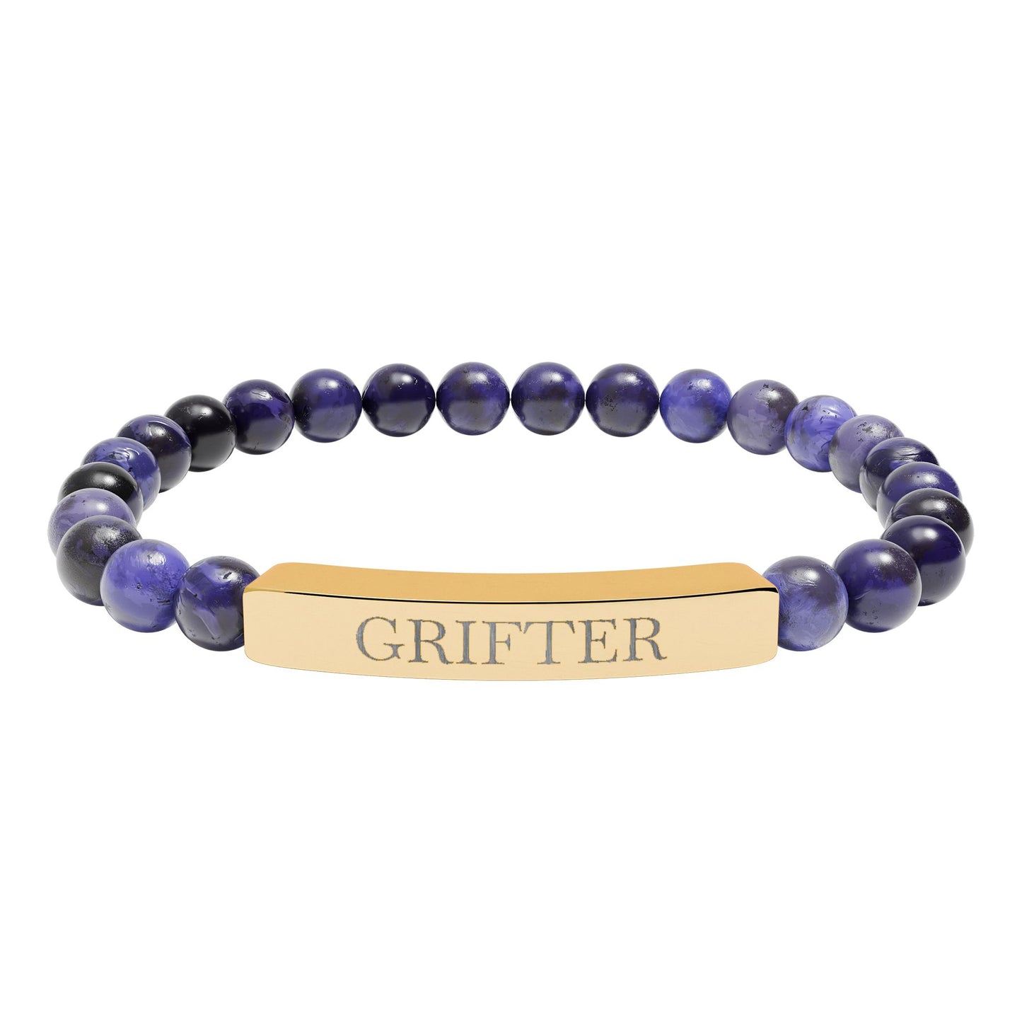 Grifter Engraved Natural Stone Stretch Bar Bracelet
