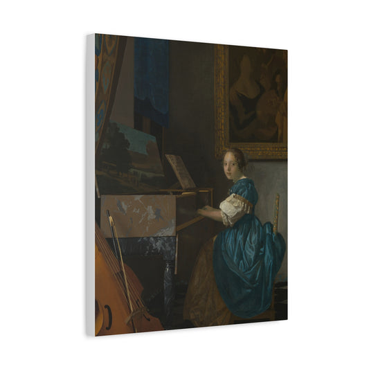 Young Woman Seated at a Virginal Canvas Print