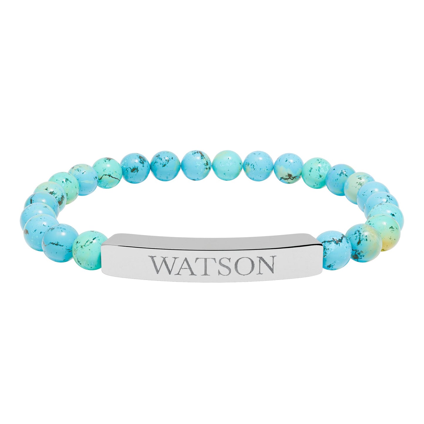 Watson Engraved Natural Stone Stretch Bar Bracelet