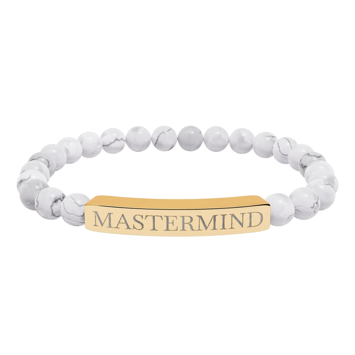 Mastermind Engraved Natural Stone Stretch Bar Bracelet