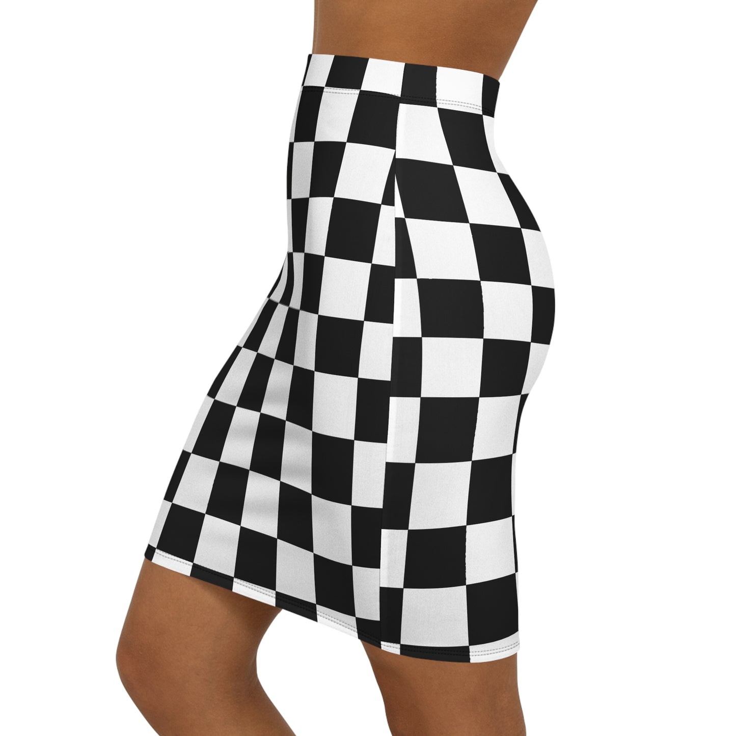 Black and White Check Mini Skirt