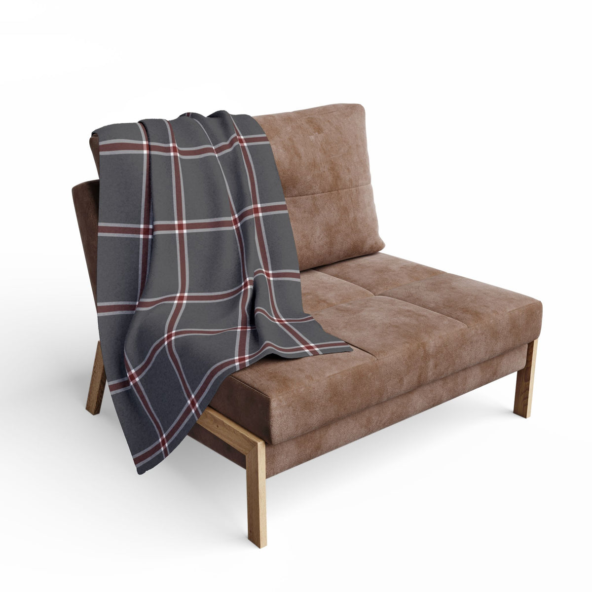 Gray Plaid Fleece Blanket