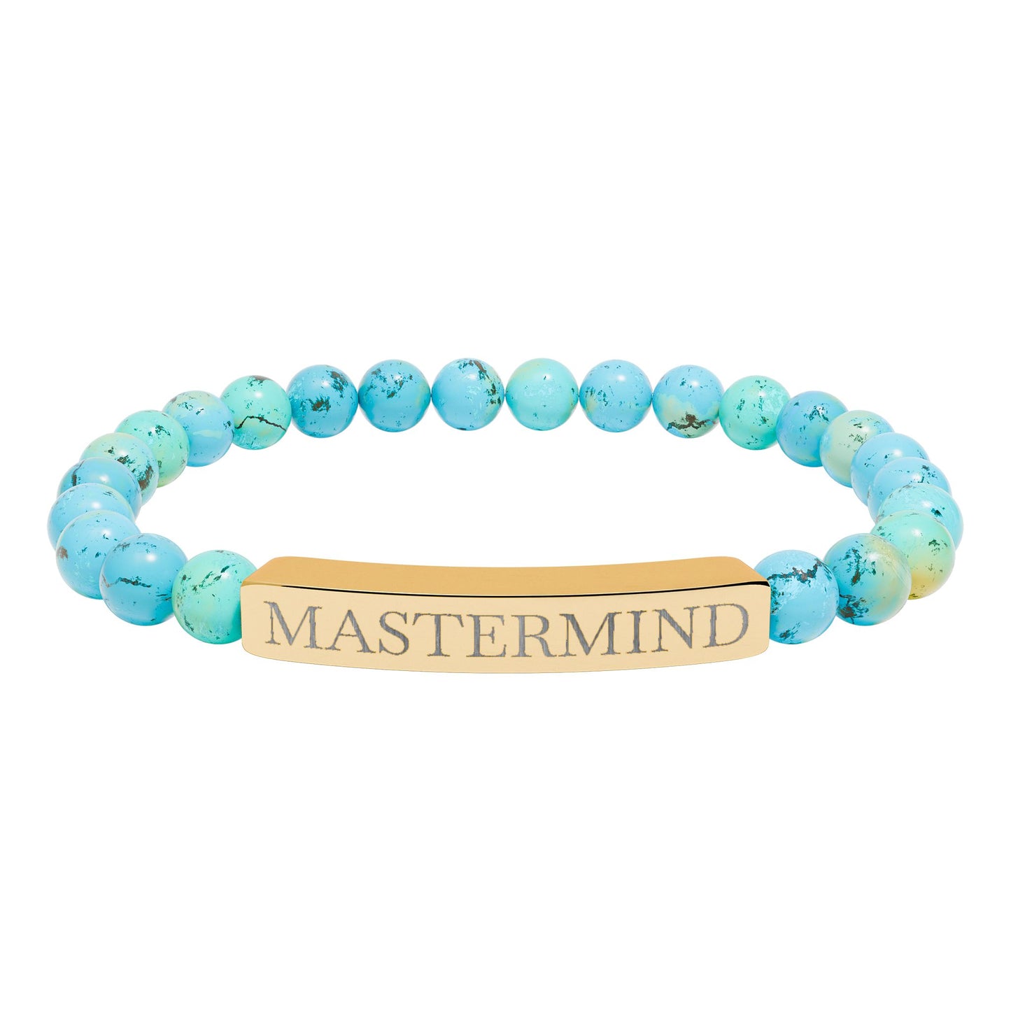 Mastermind Engraved Natural Stone Stretch Bar Bracelet
