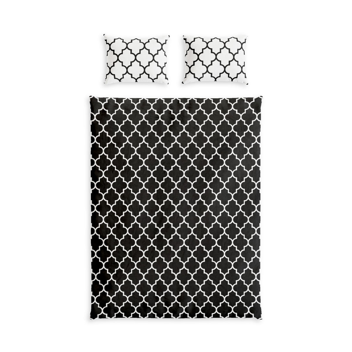 Black and White Quatrefoil Cotton Bed Set