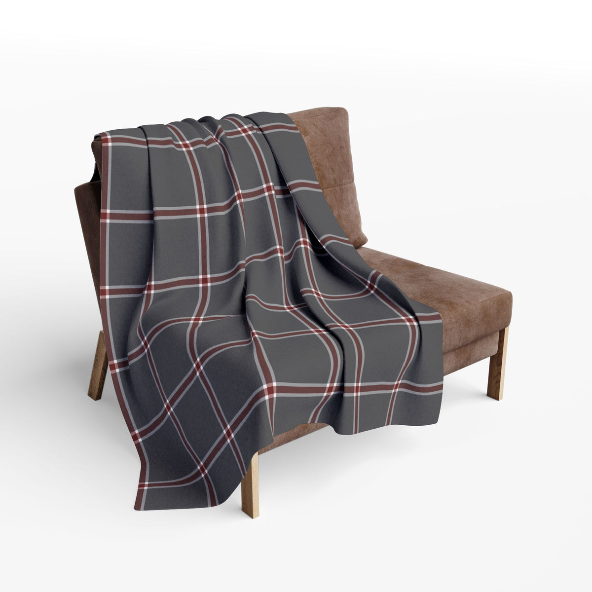 Gray Plaid Fleece Blanket
