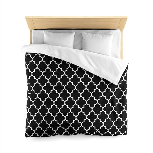 Black and White Quatrefoil Pattern Duvet Cover