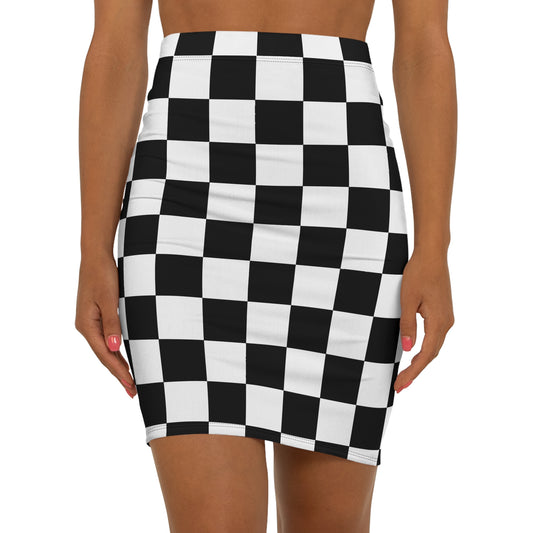 Black and White Check Mini Skirt