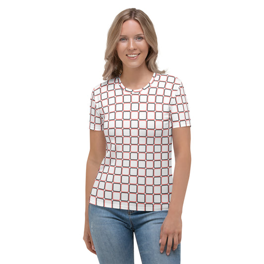 Red and Black Chess Board Women's T-Shirt